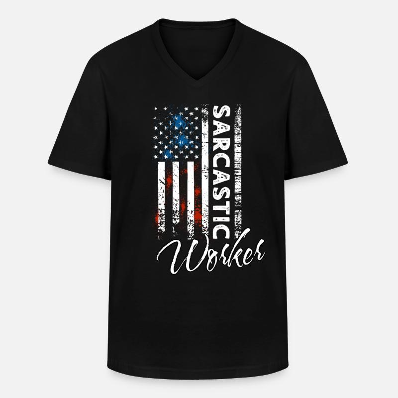 Sarkastischer Arbeiter - Männer-T-Shirt mit V-Ausschnitt - Schwarz