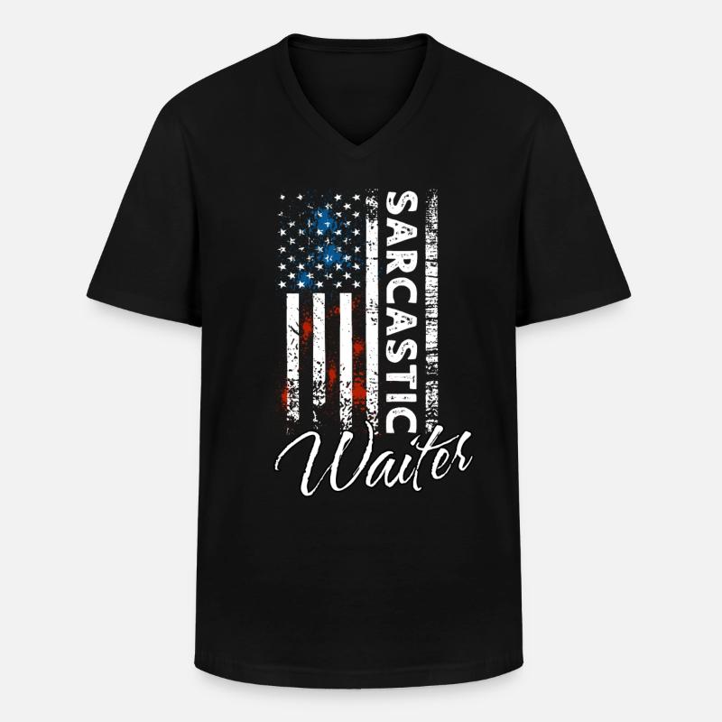 Sarkastischer Kellner - Männer-T-Shirt mit V-Ausschnitt - Schwarz