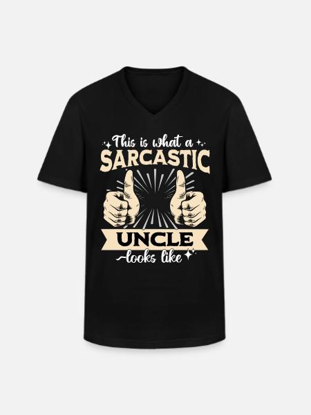 Sarcastic Uncle Sarcasm - Men's V-Neck T-Shirt - black