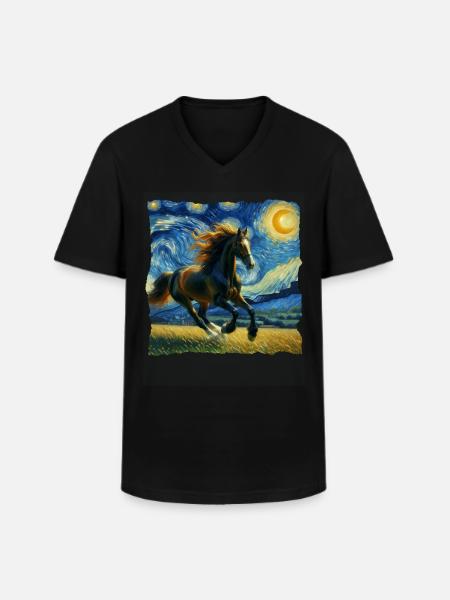 Irisches Zugpferd Starry Night - Männer-T-Shirt mit V-Ausschnitt - Schwarz