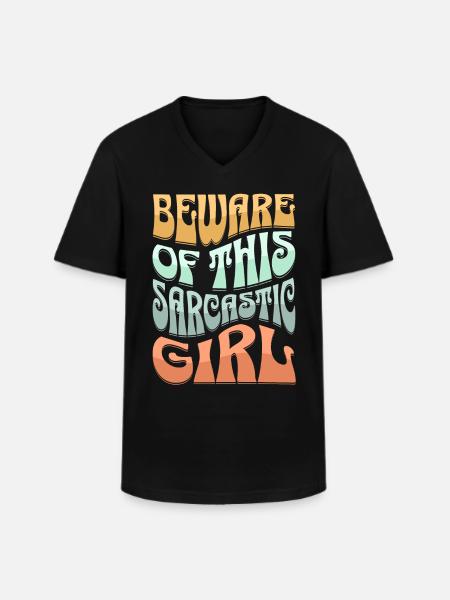 Sarkastisches Mädchen Sarkasmus - Männer-T-Shirt mit V-Ausschnitt - Schwarz