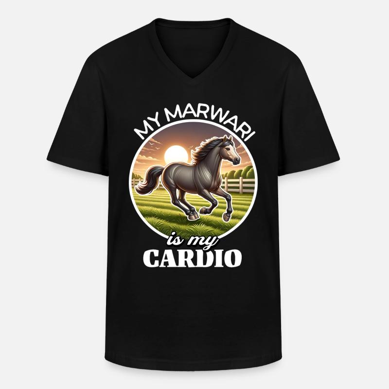 Marwari Pferd - Männer-T-Shirt mit V-Ausschnitt - Schwarz