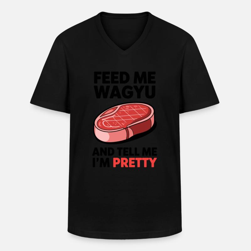 Wagyu Steak - Männer-T-Shirt mit V-Ausschnitt - Schwarz