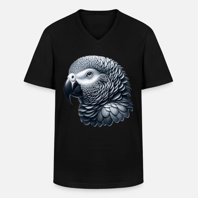 Graupapagei - Männer-T-Shirt mit V-Ausschnitt - Schwarz