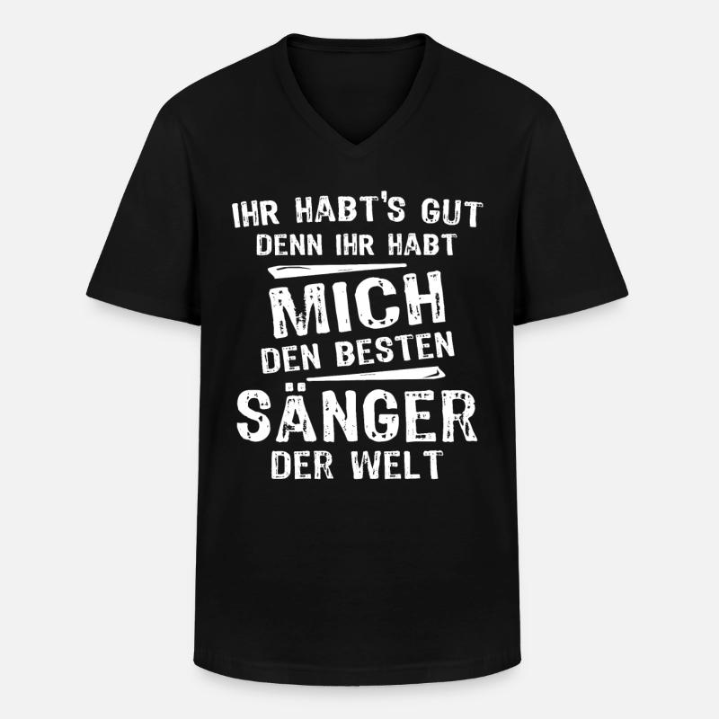 Sänger - Männer-T-Shirt mit V-Ausschnitt - Schwarz