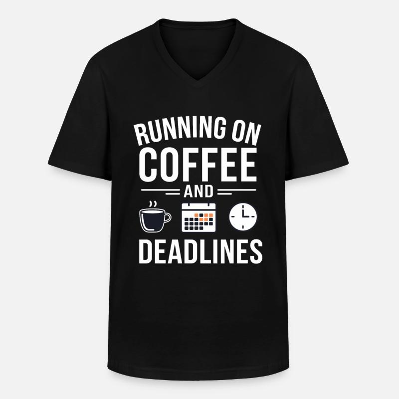 Büro Kaffee Deadline - Männer-T-Shirt mit V-Ausschnitt - Schwarz