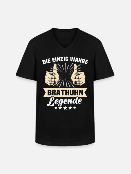 Brathuhn Sprüche - Männer-T-Shirt mit V-Ausschnitt - Schwarz