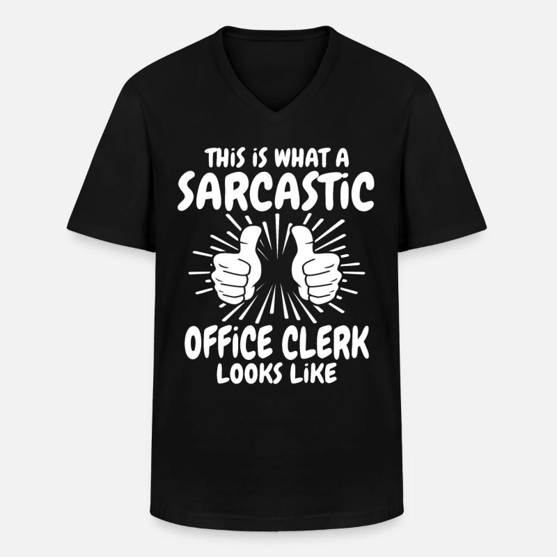 Sarcastic office worker - Men's V-Neck T-Shirt - black