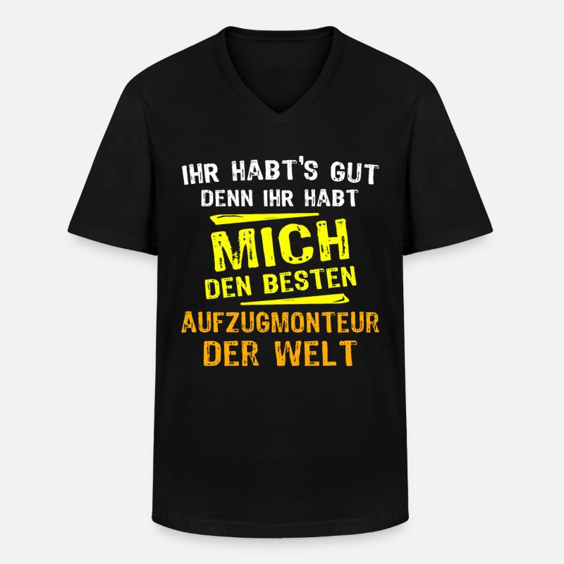 Aufzugmonteur Geschenk - Männer-T-Shirt mit V-Ausschnitt - Schwarz