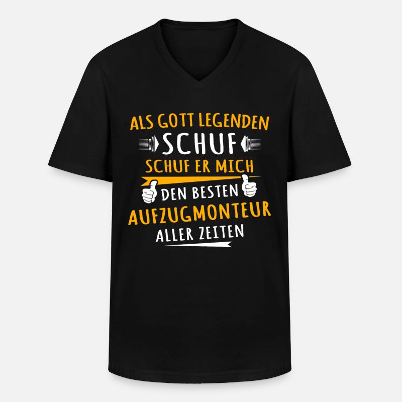 Aufzugmonteur - Männer-T-Shirt mit V-Ausschnitt - Schwarz