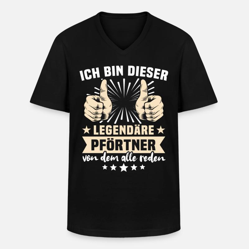Pförtner Sprüche - Männer-T-Shirt mit V-Ausschnitt - Schwarz