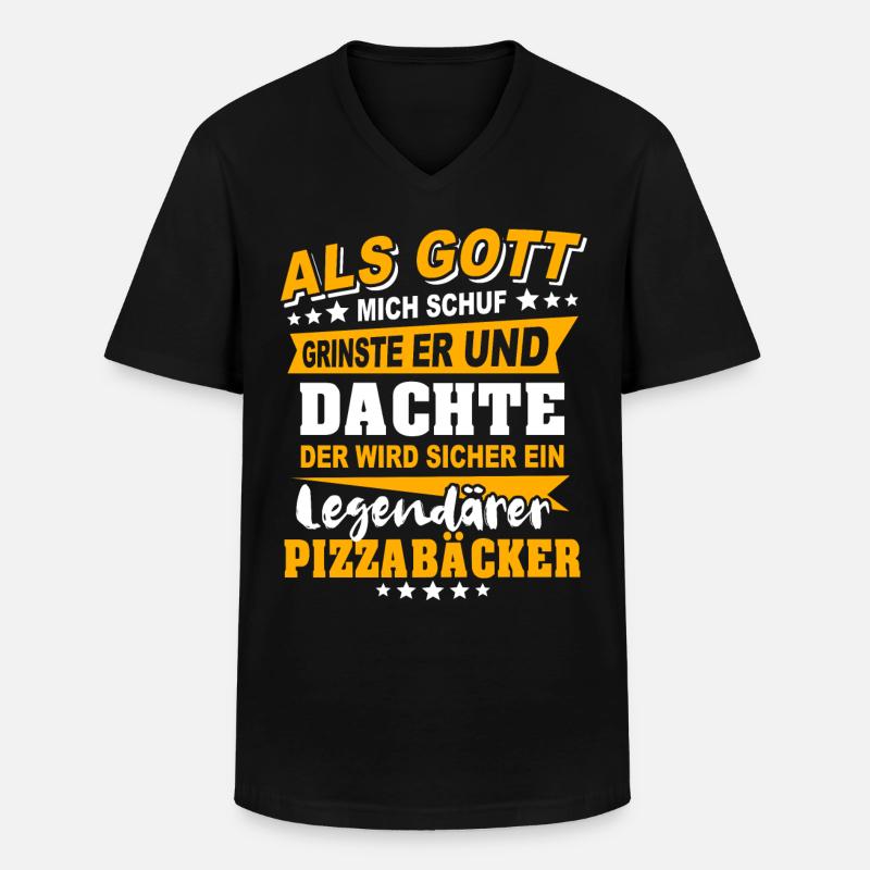 Pizzabäcker Sprüche - Männer-T-Shirt mit V-Ausschnitt - Schwarz