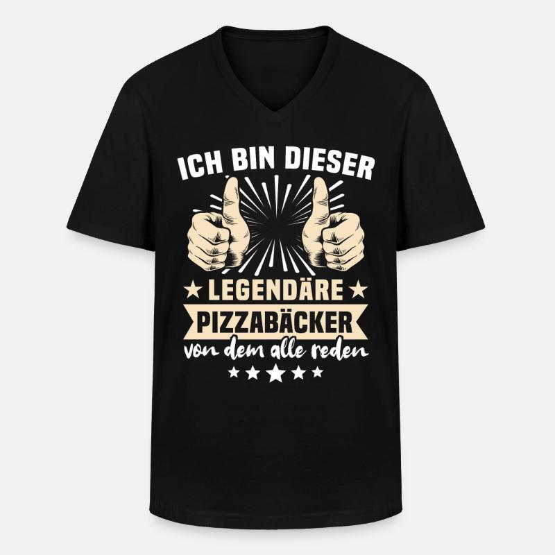 Pizzabäcker Sprüche - Männer-T-Shirt mit V-Ausschnitt - Schwarz