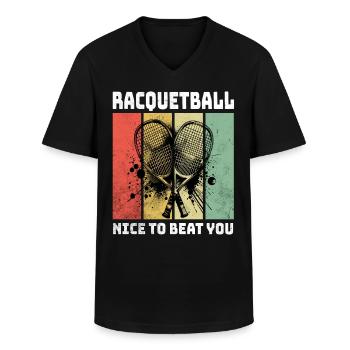 Dictons de racquetball - T-shirt col V Homme - noir - Devant - AI Model Male 178 dark (178cm)