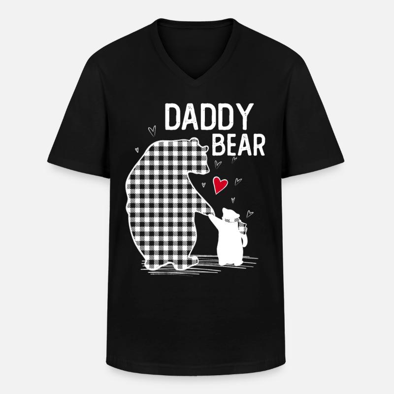 Daddy Bear - Männer-T-Shirt mit V-Ausschnitt - Schwarz