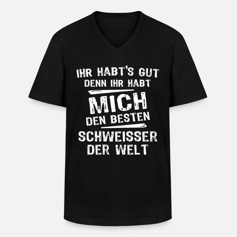 Schweisser - Männer-T-Shirt mit V-Ausschnitt - Schwarz