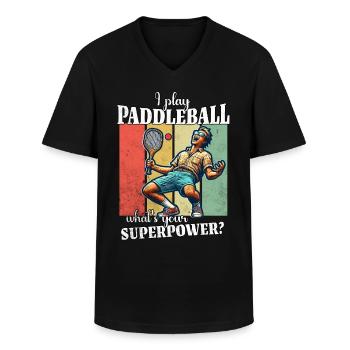 Drôle de dicton de paddleball - T-shirt col V Homme - noir - Devant - AI Model Male 178 dark (178cm)