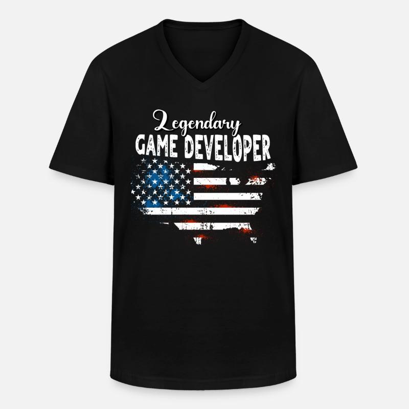 Game Developer US - Men's V-Neck T-Shirt - black