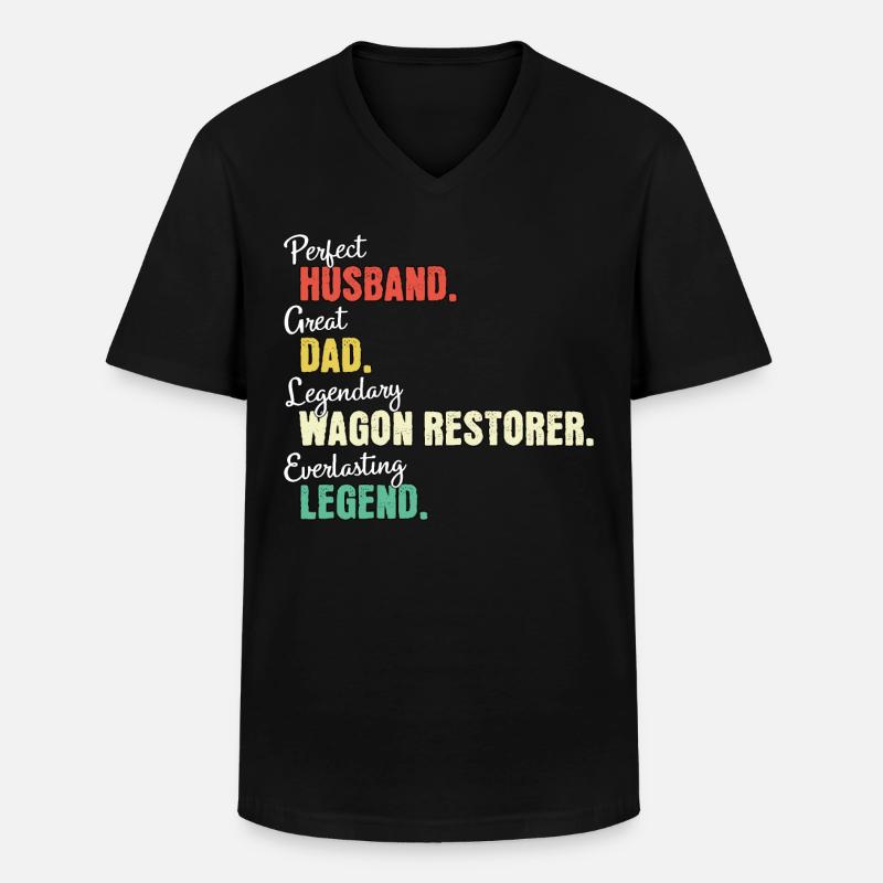 Wagenrestaurator Papa - Männer-T-Shirt mit V-Ausschnitt - Schwarz