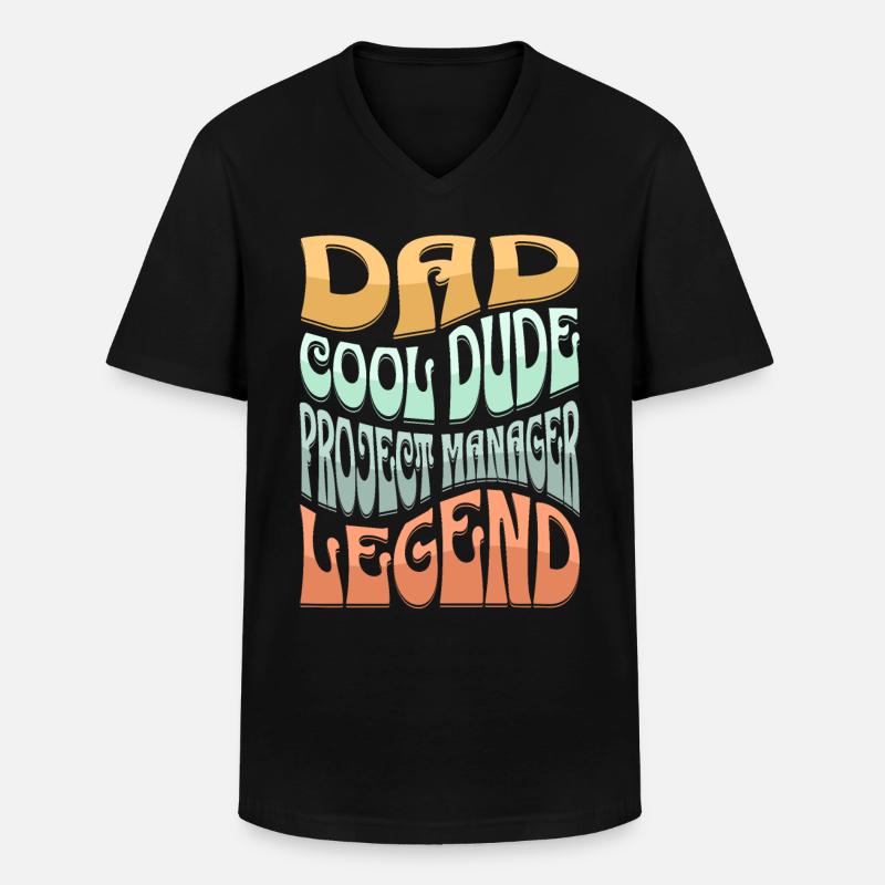 Papa Projektmanager - Männer-T-Shirt mit V-Ausschnitt - Schwarz