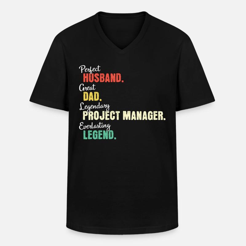 Projektmanager Papa - Männer-T-Shirt mit V-Ausschnitt - Schwarz