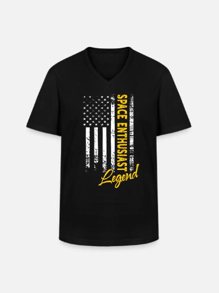 Légende passionnée de l’espace - T-shirt col V Homme - noir