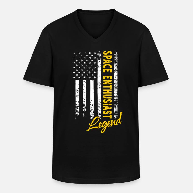 Légende passionnée de l’espace - T-shirt col V Homme - noir