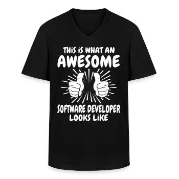 Software Entwickler - Männer-T-Shirt mit V-Ausschnitt - Schwarz - Vorne - AI Model Male 178 dark (178cm)