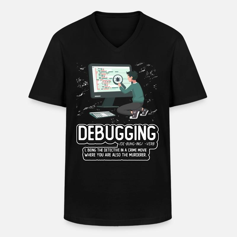 Debugging - Men's V-Neck T-Shirt - black