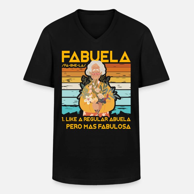 Fabuela - Männer-T-Shirt mit V-Ausschnitt - Schwarz