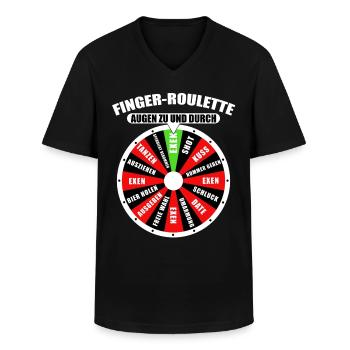 Finger-Roulette Augen zu und durch Mallorca JGA - Männer-T-Shirt mit V-Ausschnitt - Schwarz - Vorne - AI Model Male 178 dark (178cm)