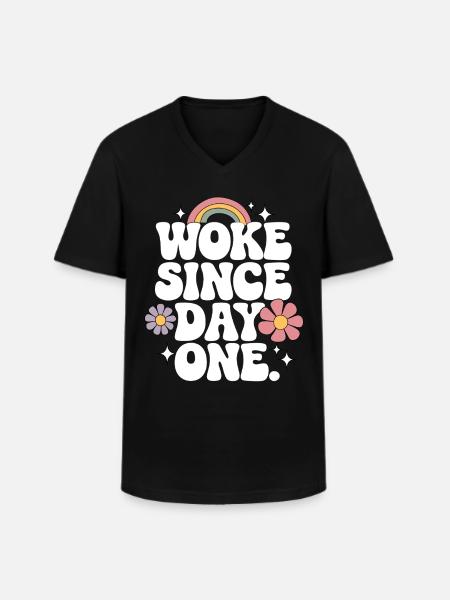 Woke - Men's V-Neck T-Shirt - black