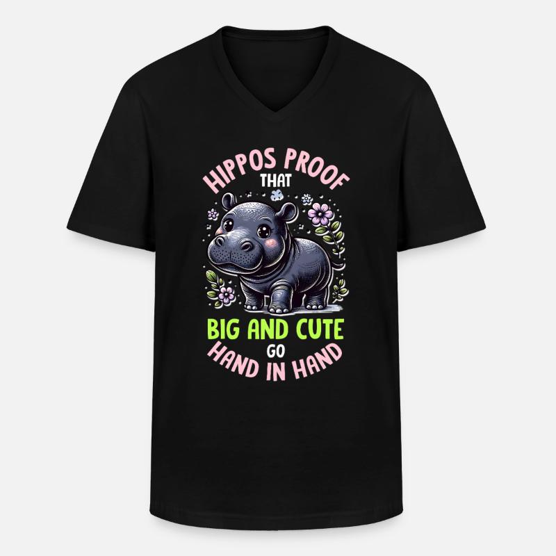Nilpferd - Männer-T-Shirt mit V-Ausschnitt - Schwarz