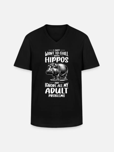 Nilpferd - Männer-T-Shirt mit V-Ausschnitt - Schwarz