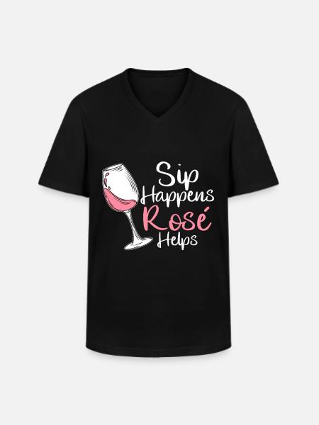 Vin Rosé - T-shirt col V Homme - noir