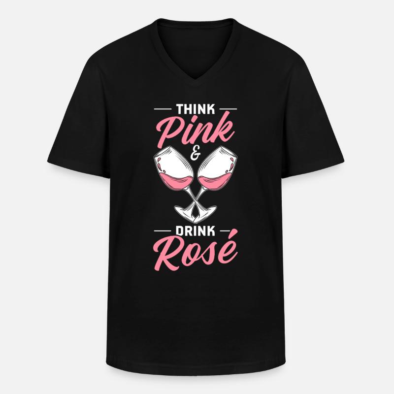 Wein Rosé - Männer-T-Shirt mit V-Ausschnitt - Schwarz