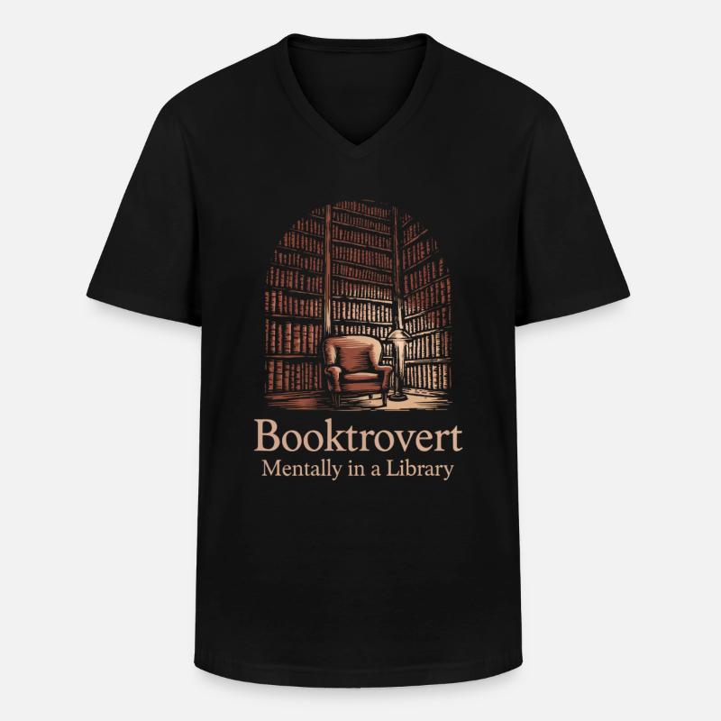 Booktrovert Buch Lesen - Männer-T-Shirt mit V-Ausschnitt - Schwarz