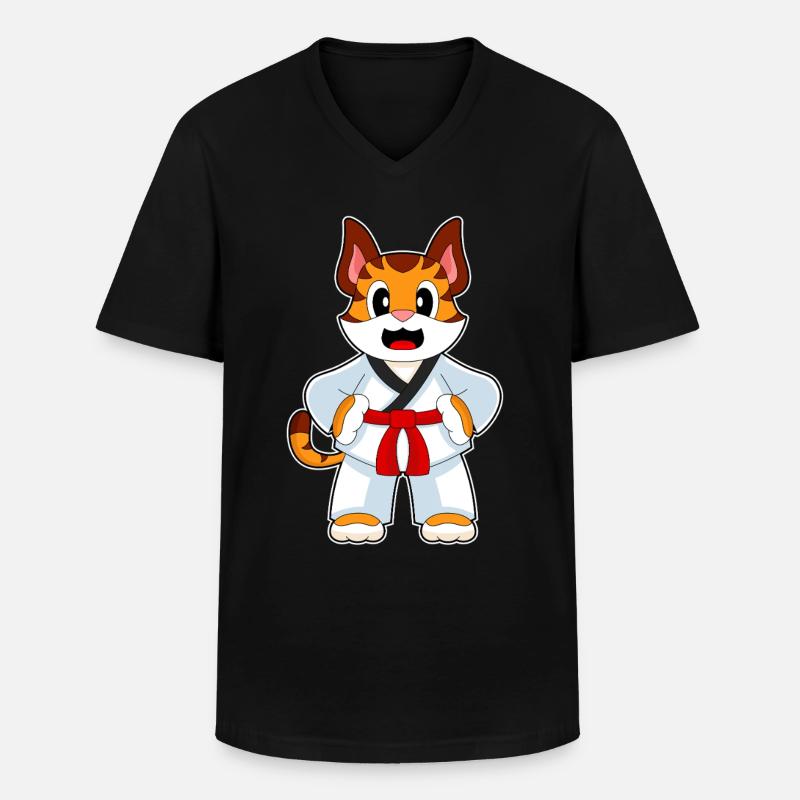 Tiger Karate Kampfsport - Männer-T-Shirt mit V-Ausschnitt - Schwarz
