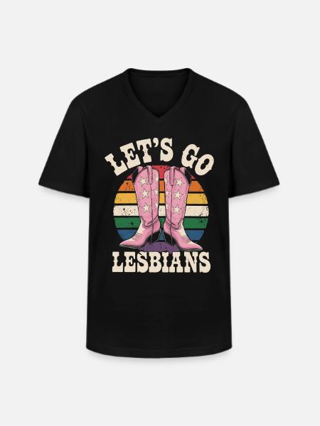 Let's Go Lesbians Lesbian - Men's V-Neck T-Shirt - black