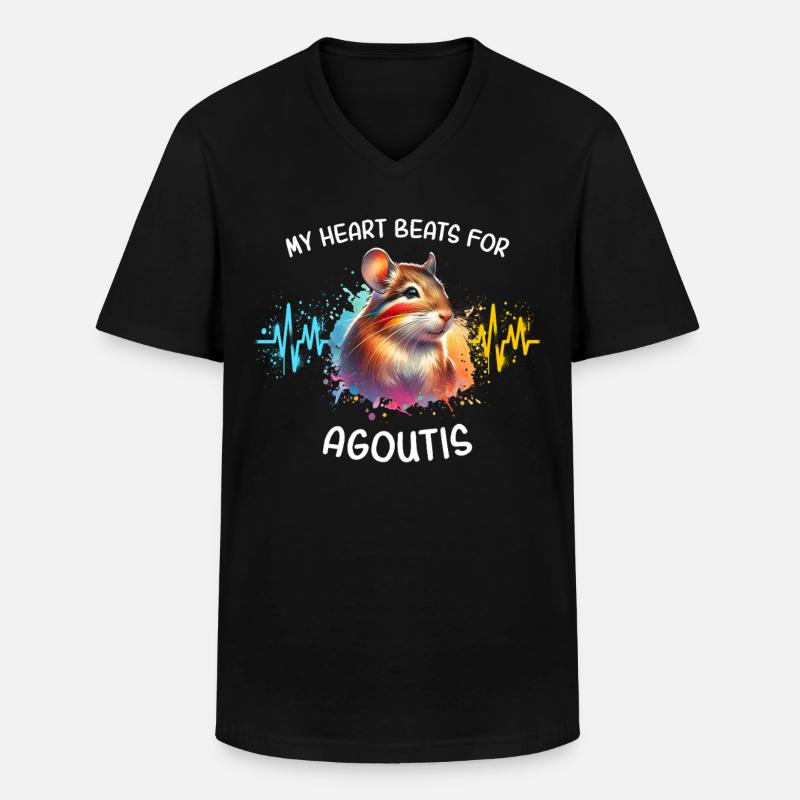Aguti Herzlinie - Männer-T-Shirt mit V-Ausschnitt - Schwarz