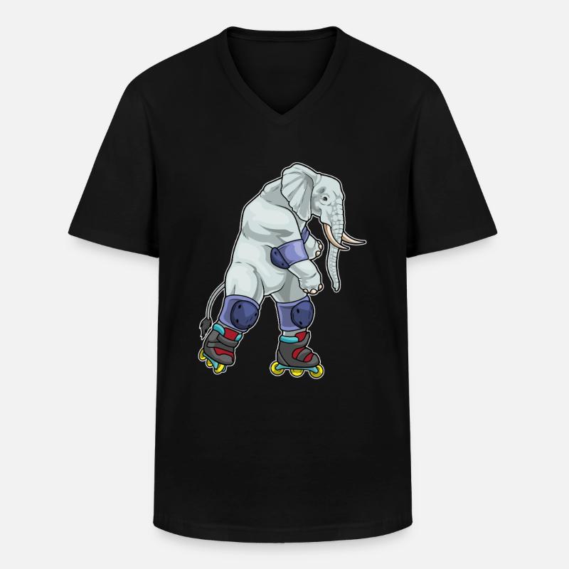 Elefant Inline skating Inline skates - Männer-T-Shirt mit V-Ausschnitt - Schwarz
