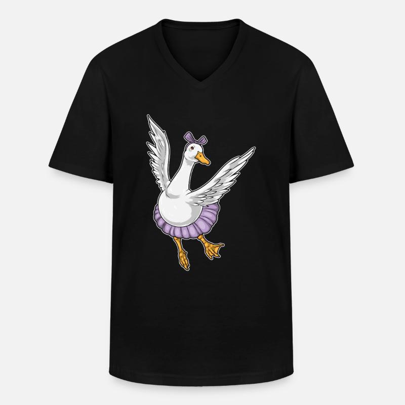 Canard Ballerine Ballet Danse - T-shirt col V Homme - noir