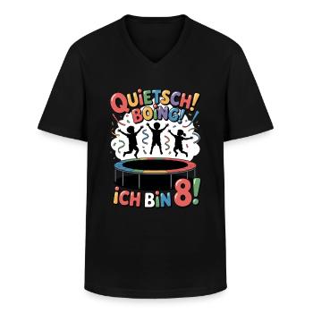 Geburtstagsshirt Trampolin Geburtstag 8 Jahre - Männer-T-Shirt mit V-Ausschnitt - Schwarz - Vorne - AI Model Male 178 dark (178cm)