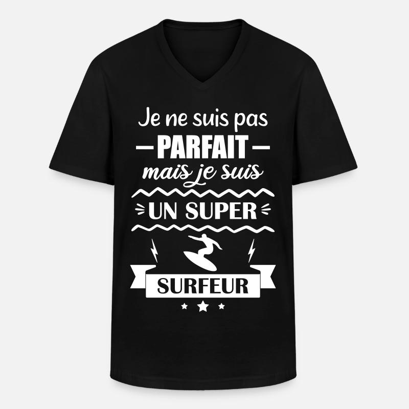 Super Surfer Wave Ocean Surf - Männer-T-Shirt mit V-Ausschnitt - Schwarz
