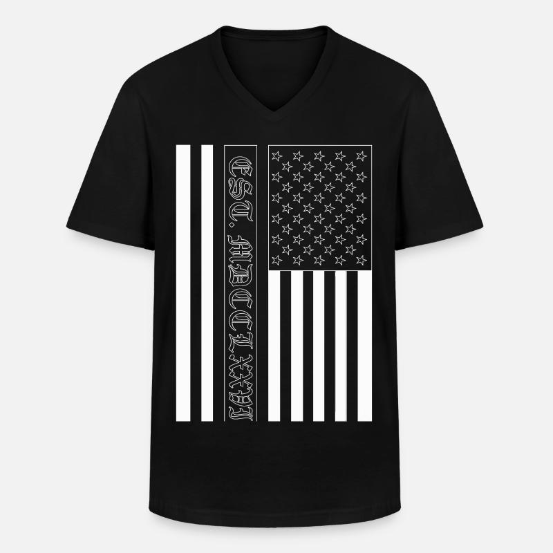 Est. MDCCLXXVI Drapeau des États-Unis - T-shirt col V Homme - noir