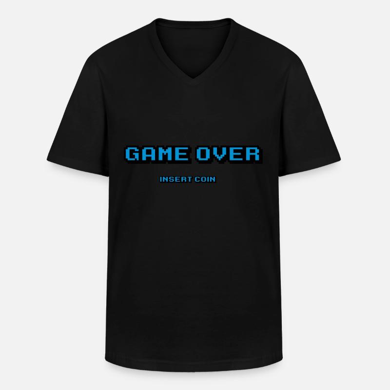 Game Over insert coin - Männer-T-Shirt mit V-Ausschnitt - Schwarz