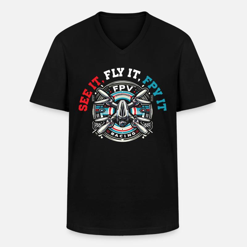 Pilote de drone FPV, télécommande - T-shirt col V Homme - noir