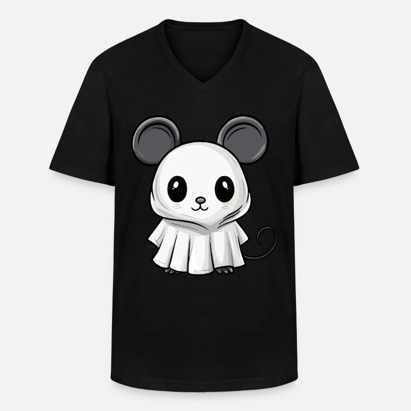Maus Halloween Comic Geist - Männer-T-Shirt mit V-Ausschnitt - Schwarz