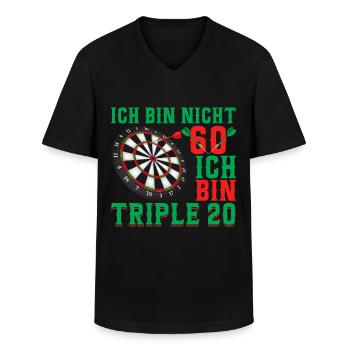 Dart 60. Geburtstag Triple 20 - Männer-T-Shirt mit V-Ausschnitt - Schwarz - Vorne - AI Model Male 178 dark (178cm)