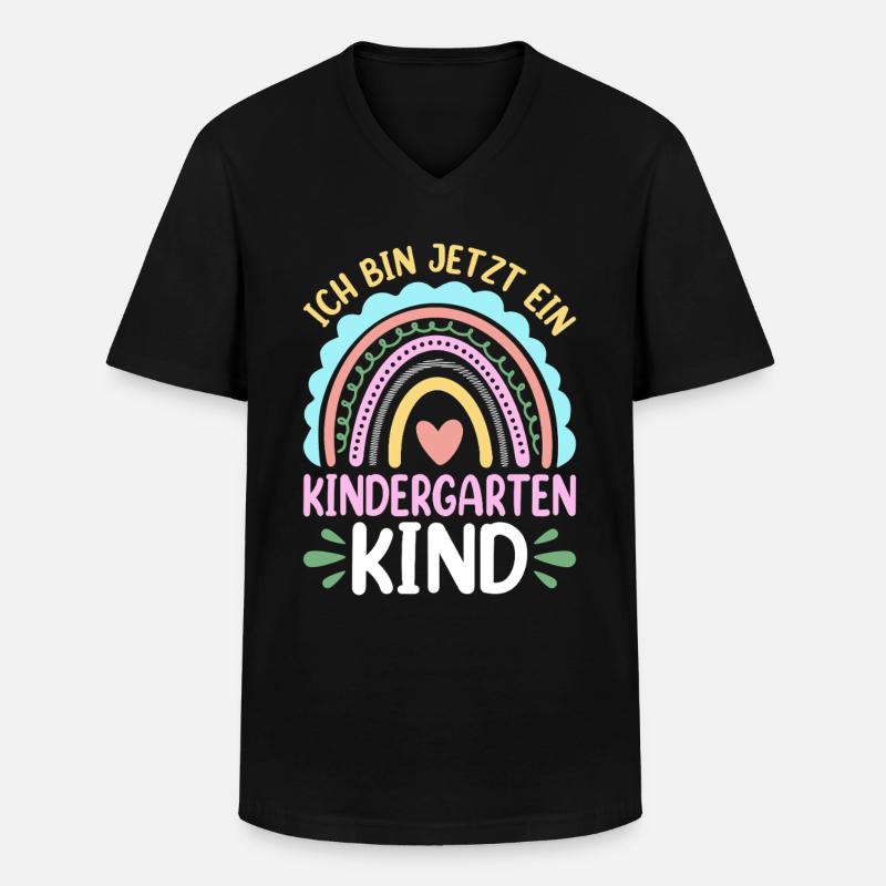Kinder Kindergartenkind Regenbogen Mädchen - Männer-T-Shirt mit V-Ausschnitt - Schwarz